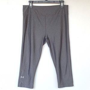 UNDER ARMOUR Logo Compression Cropped Pants HeatGear Running Workout Gray Large